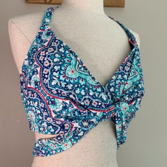 Athleta Monaco Wrap Halter Bikini Top Boho Paisley Print‎ 34D DD Swimsuit - Picture 9 of 9
